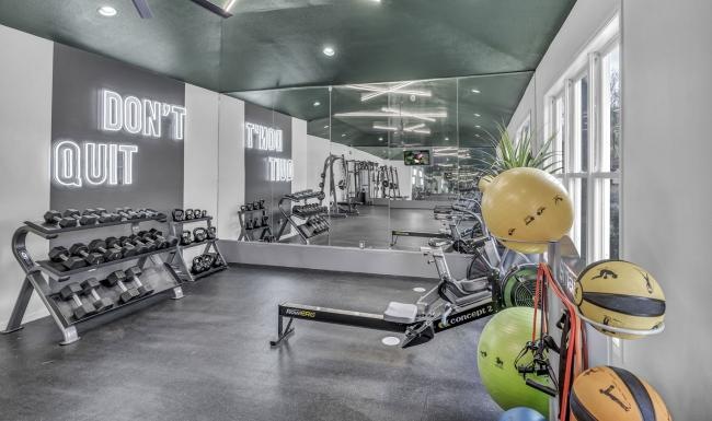 a gym with exercise equipment